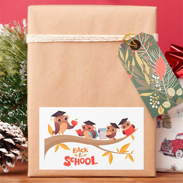 Cute Owls Back to School Graduation  Rectangular Sticker (Creator Uploaded)