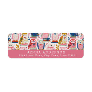 Cute Owls Background Address Label
