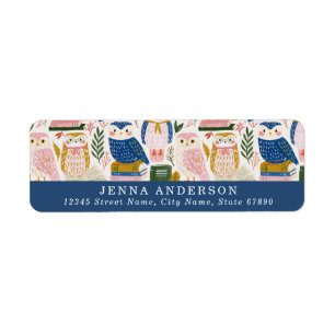 Cute Owls Background Address Label