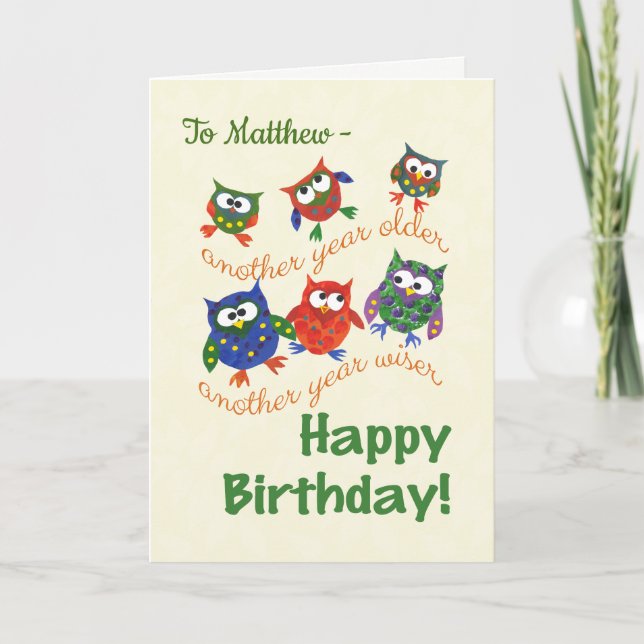 Cute Owls Birthday Card to Personalise (Front)