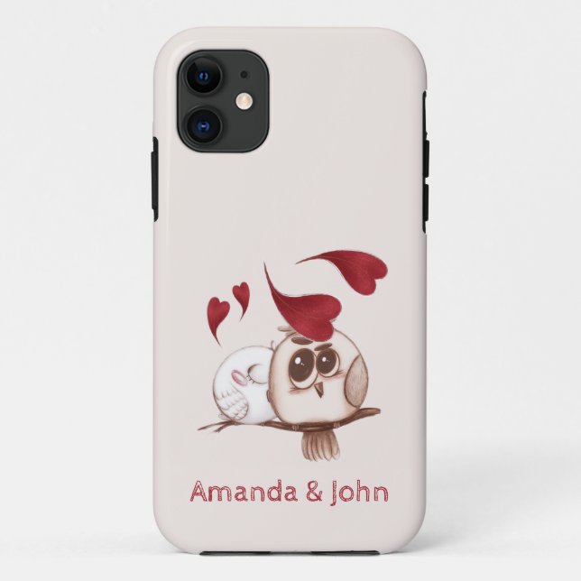 Cute Owls Couple Names Personalised Case-Mate iPhone Case (Back)
