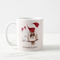 Cute Owls Couple Names Personalised Coffee Mug