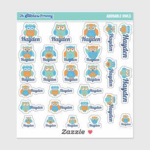 Cute Owls Custom Name Labels School