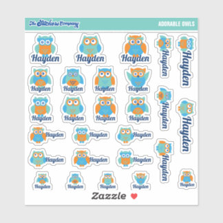 Cute Owls Custom Name Labels | School