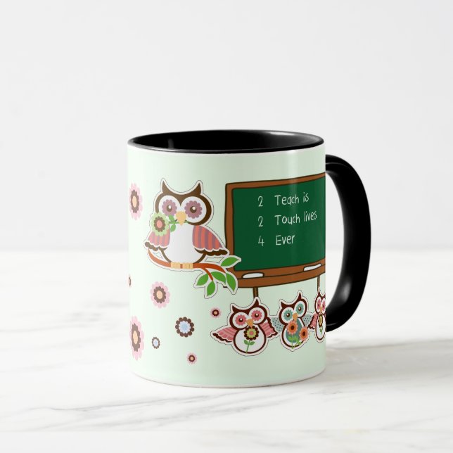 Cute Owls Custom Name Mug for Teacher (Front Right)