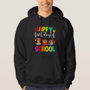 Cute Owls Happy First Day Of School Students Paren Hoodie