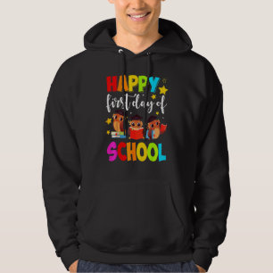 Cute Owls Happy First Day Of School Students Paren Hoodie