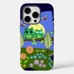 Cute Owls in Summer land & custom Name iPhone 16 Pro Case