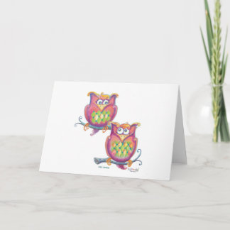 Cute Owls on branches greeting card