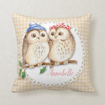 Cute owls on the branch. Personalised