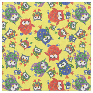 Cute Owls on Yellow Fabric to Customise