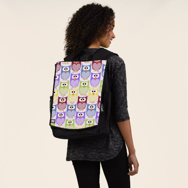 Cute Owls, Owl Pattern, Baby Owls, Colourful Owls Backpack (Worn)