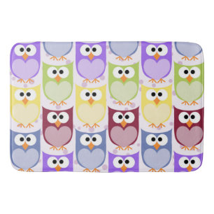 Cute Owls, Owl Pattern, Baby Owls, Colourful Owls Bath Mat