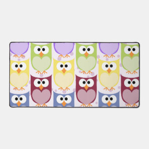 Cute Owls, Owl Pattern, Baby Owls, Colourful Owls Desk Mat
