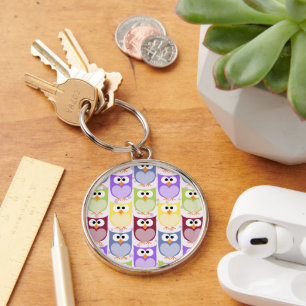 Cute Owls, Owl Pattern, Baby Owls, Colourful Owls Key Ring