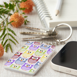 Cute Owls, Owl Pattern, Baby Owls, Colourful Owls Key Ring