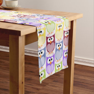 Cute Owls, Owl Pattern, Baby Owls, Colourful Owls Medium Table Runner