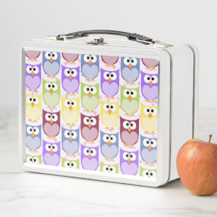 Cute Owls, Owl Pattern, Baby Owls, Colourful Owls Metal Lunch Box