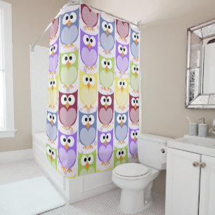 Cute Owls, Owl Pattern, Baby Owls, Colourful Owls Shower Curtain