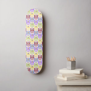 Cute Owls, Owl Pattern, Baby Owls, Colourful Owls Skateboard