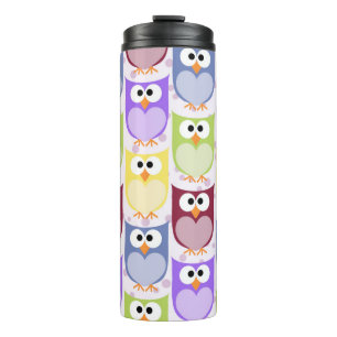 Cute Owls, Owl Pattern, Baby Owls, Colourful Owls Thermal Tumbler