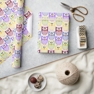 Cute Owls, Owl Pattern, Baby Owls, Colourful Owls Wrapping Paper