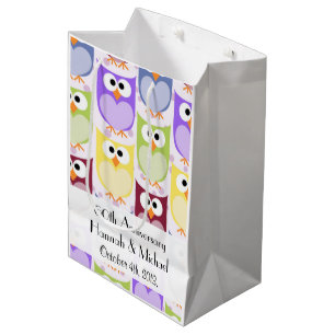 Cute Owls, Owl Pattern, Colourful Owls, Anniversar Medium Gift Bag