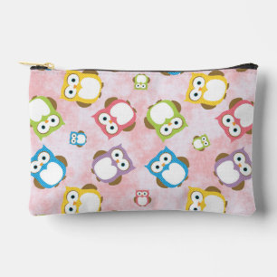 Cute Owls, Owl Pattern, Colourful Owls, Baby Owls Accessory Pouch