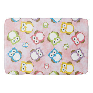 Cute Owls, Owl Pattern, Colourful Owls, Baby Owls Bath Mat
