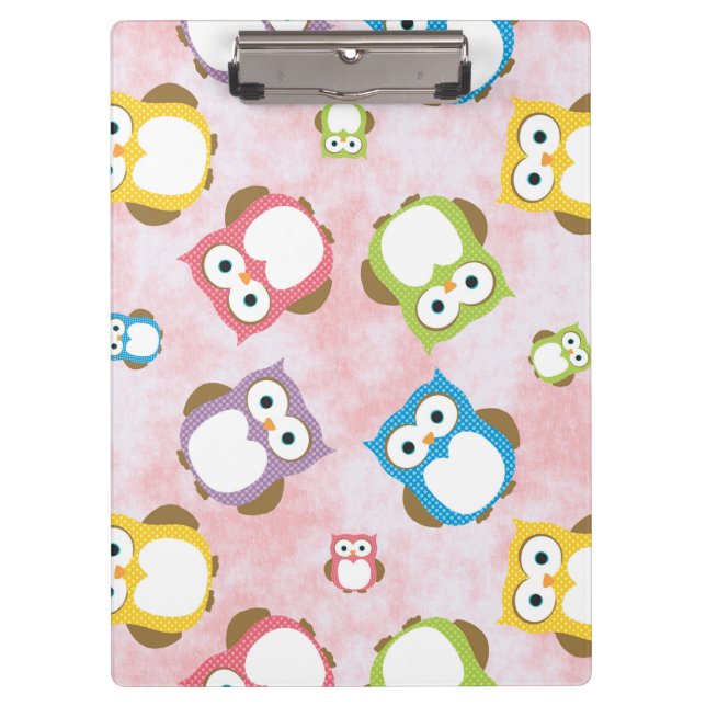 Cute Owls, Owl Pattern, Colourful Owls, Baby Owls Clipboard (Front)