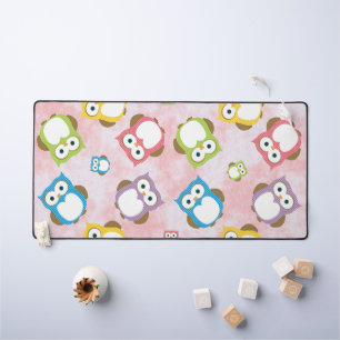 Cute Owls, Owl Pattern, Colourful Owls, Baby Owls Desk Mat