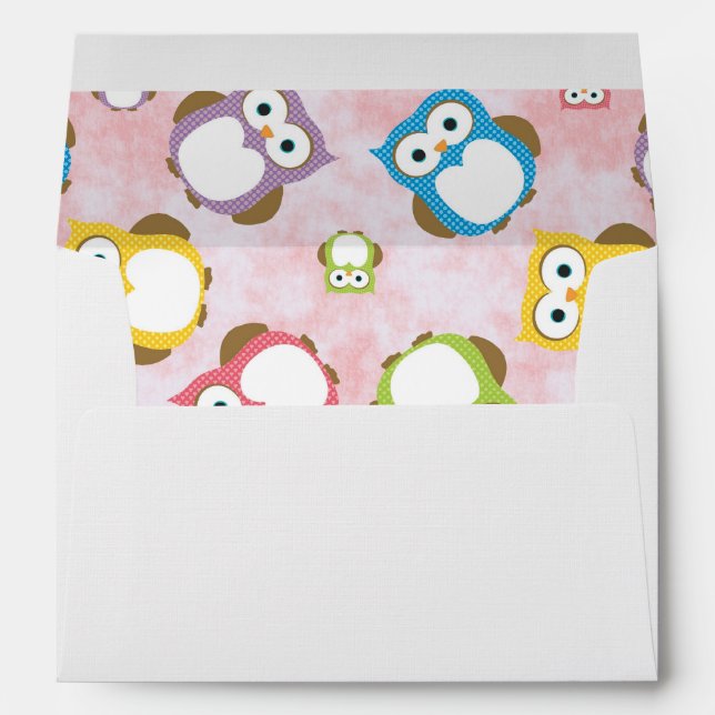 Cute Owls, Owl Pattern, Colourful Owls, Baby Owls Envelope (Back (Bottom))