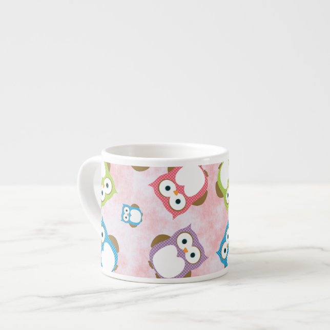 Cute Owls, Owl Pattern, Colourful Owls, Baby Owls Espresso Cup (Front Left)