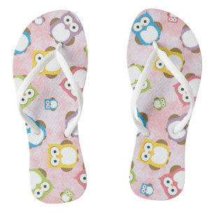 Cute Owls, Owl Pattern, Colourful Owls, Baby Owls Flip Flops