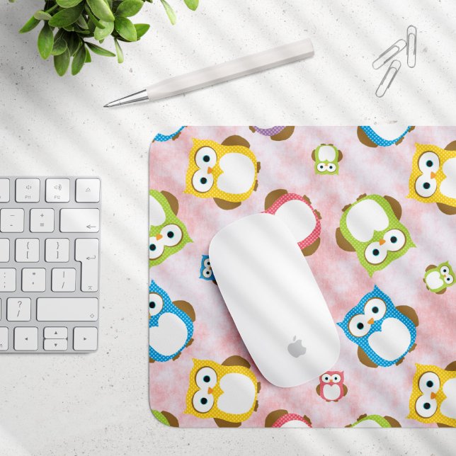 Cute Owls, Owl Pattern, Colourful Owls, Baby Owls Mouse Mat (Creator Uploaded)
