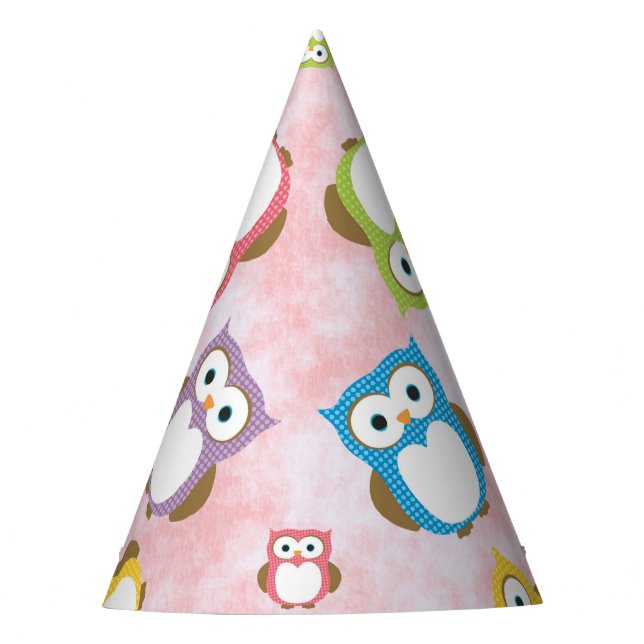 Cute Owls, Owl Pattern, Colourful Owls, Baby Owls Party Hat (Front)