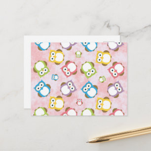Cute Owls, Owl Pattern, Colourful Owls, Baby Owls Postcard
