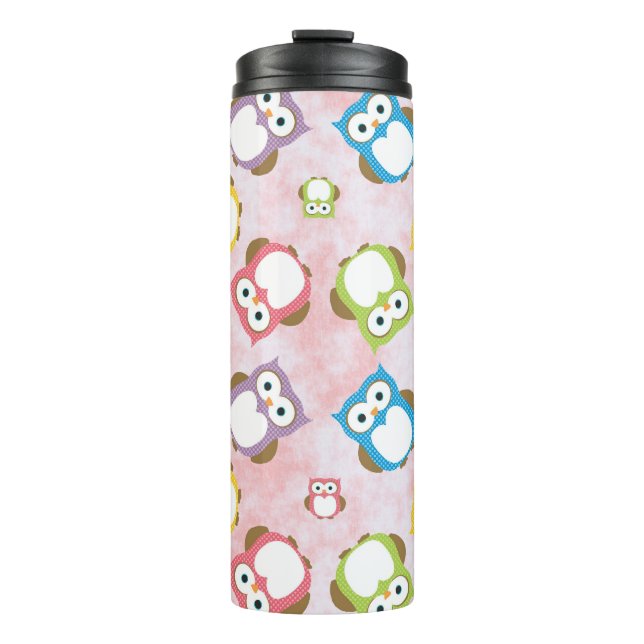 Cute Owls, Owl Pattern, Colourful Owls, Baby Owls Thermal Tumbler (Front)