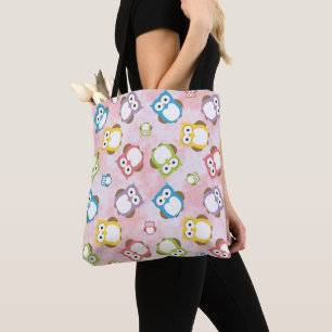 Cute Owls, Owl Pattern, Colourful Owls, Baby Owls Tote Bag