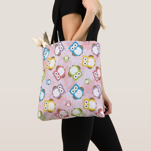 Cute Owls, Owl Pattern, Colourful Owls, Baby Owls Tote Bag (Close Up)