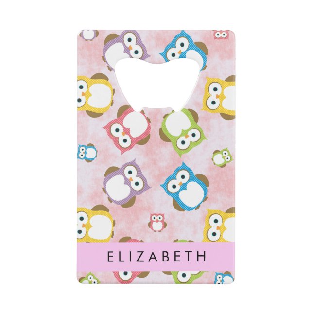 Cute Owls, Owl Pattern, Colourful Owls, Your Name (Front)