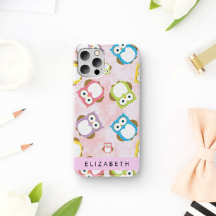 Cute Owls, Owl Pattern, Colourful Owls, Your Name iPhone 12 Pro Case