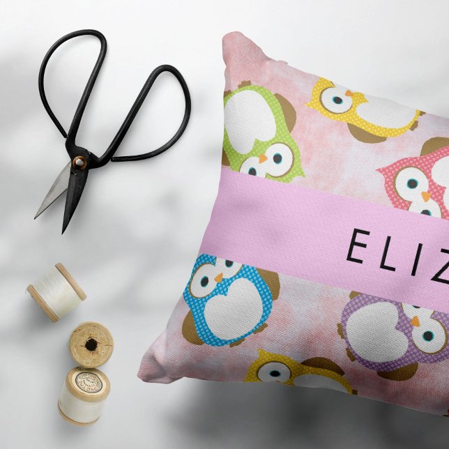 Cute Owls, Owl Pattern, Colourful Owls, Your Name Pillowcase (Creator Uploaded)