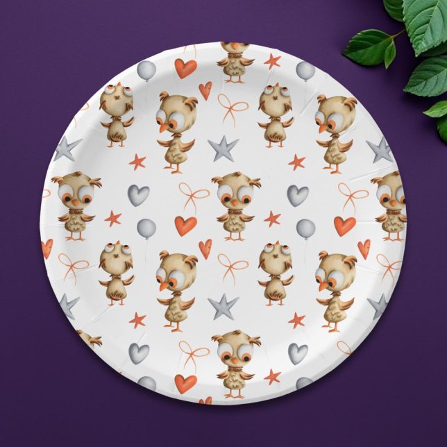 Cute Owls Party Paper Plates (Creator Uploaded)