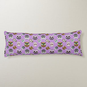 Cute Owls Pattern on Purple Background Body Cushion