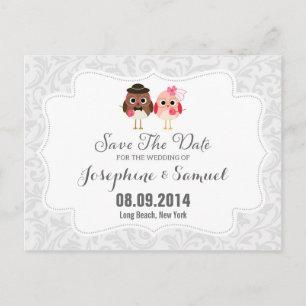 Cute Owls Save The Date Announcement Postcard