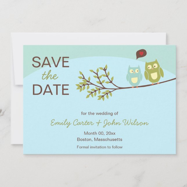 Cute Owls Save the Date Announcements (Front)