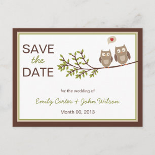 Cute Owls Save the Date Postcard