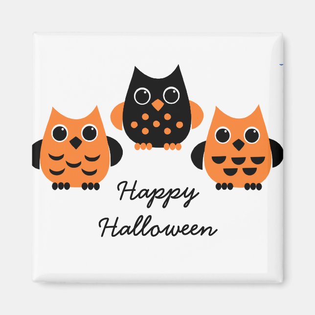 Cute Owls say BOO! Magnet (Front)