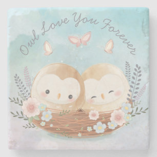 Cute Owls Stone Coaster